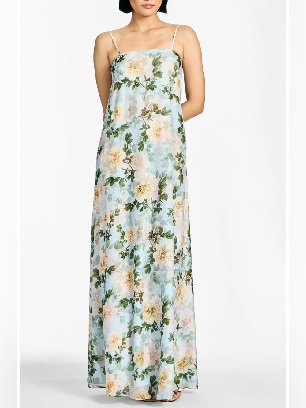Sachin + Babi Pale Blue Floral Slip Maxi Dress